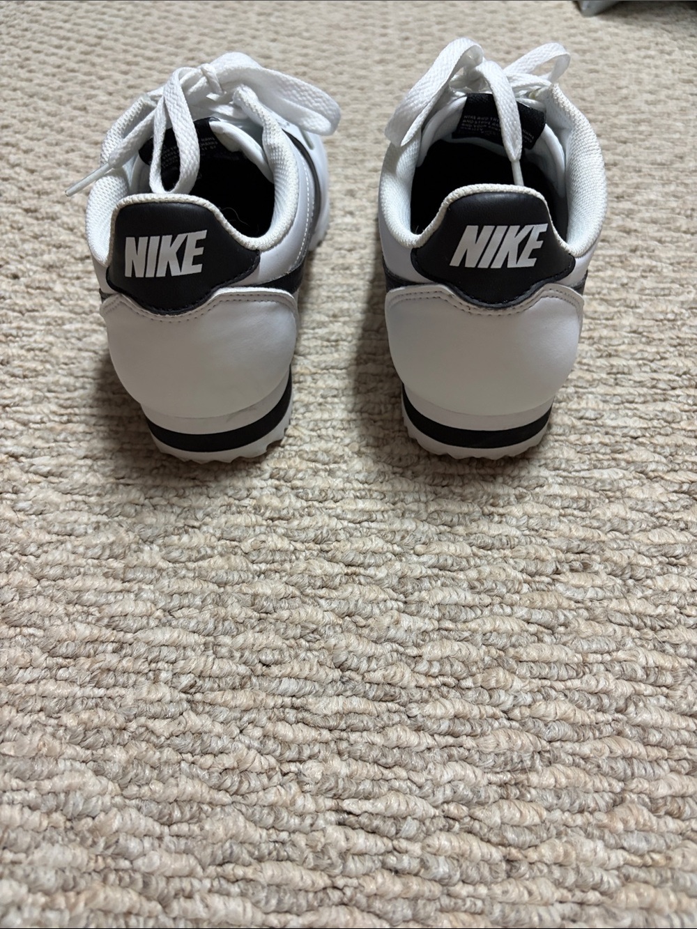 Nike White Leather Cortez Sneakers with Black Swoosh - Picture 4 of 6